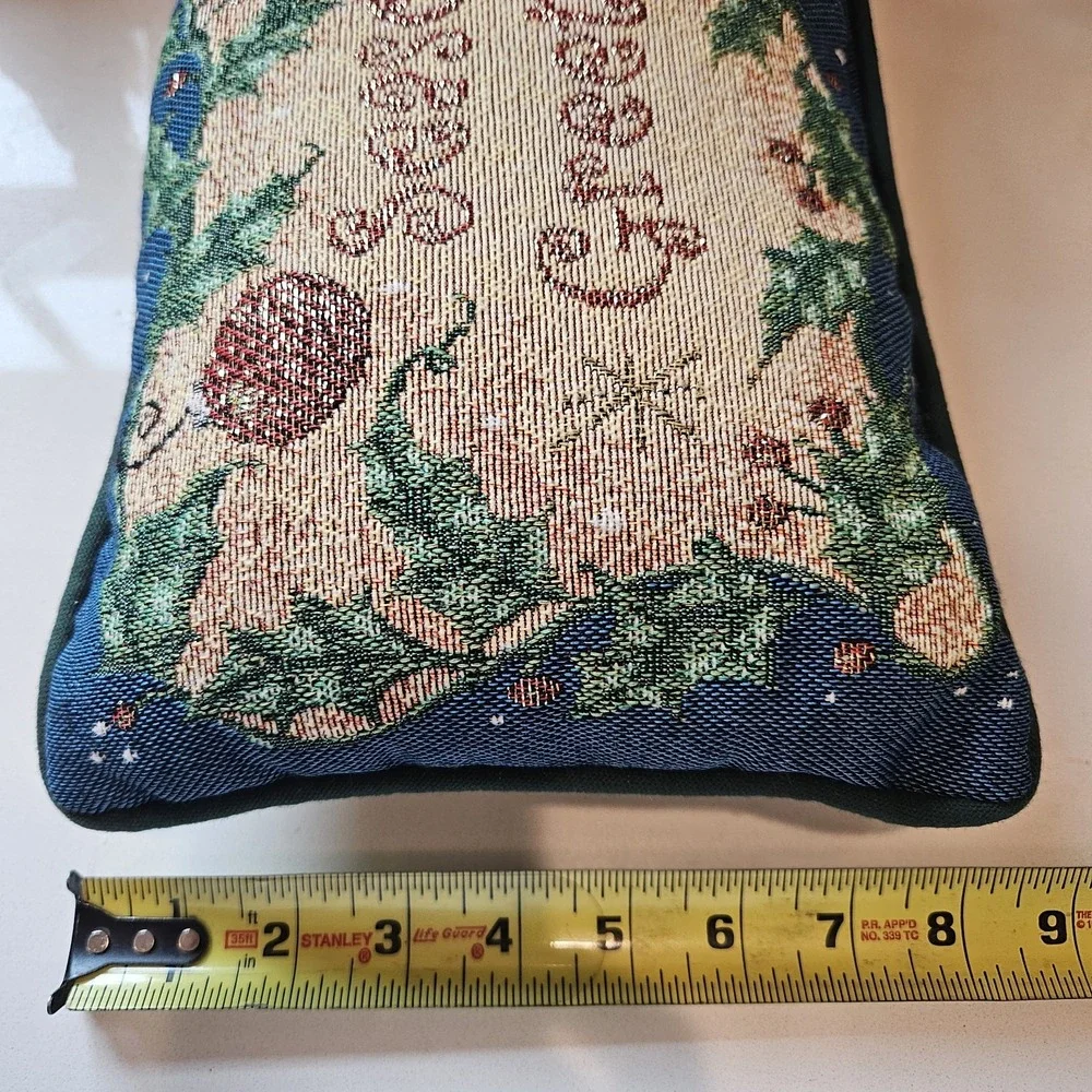 Vintage Tapestry Christmas Accent Throw Pillow Season's Greeting 12